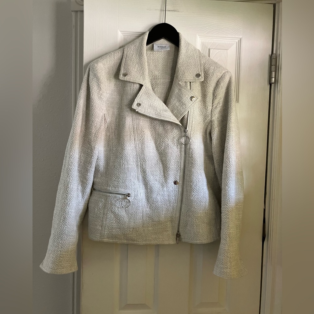 Akris Punto creme-colored biker jacket